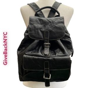 Jack Georges Voyager Leather Backpack Black
